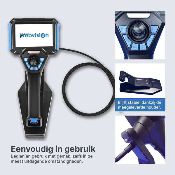 Webvision WVS40 Industriële Endoscoopcamera – 6mm Lens – 720° Beweegbare Kop – Afneembare Kabel (1–10m) – IP68 – Hittebestendig