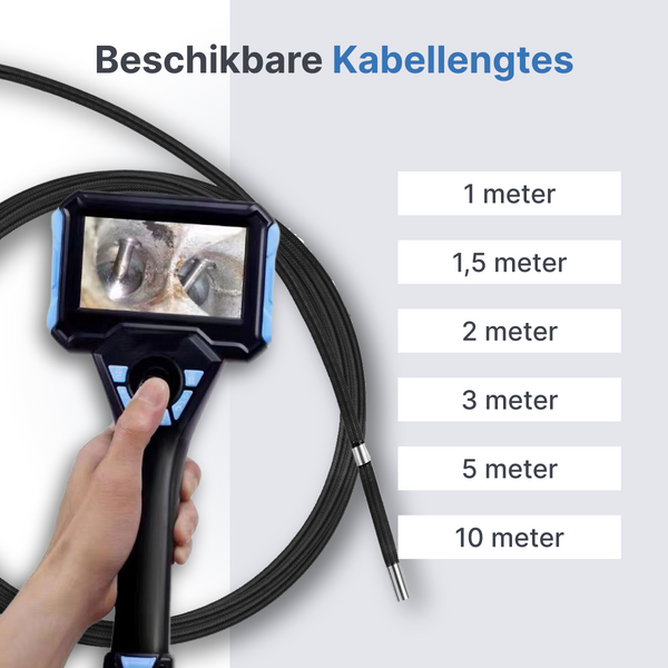 Webvision WVS40 Industriële Endoscoopcamera – 6mm Lens – 720° Beweegbare Kop – Afneembare Kabel (1–10m) – IP68 – Hittebestendig