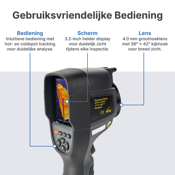 Webvision WVE320 Warmtebeeldcamera – Professionele Thermische Imager voor Lekdetectie, Inspecties & Onderhoud