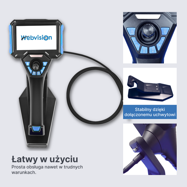 Webvision WVS40 Przemysłowa Kamera Endoskopowa – Obiektyw 6 mm – Głowica Obrotowa 720° – Odłączany Przewód (1–10 m) – IP68 – Odporna na Wysokie Temperatury