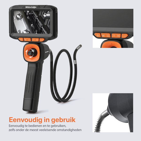 Webvision Endoscoop Inspectie Camera - 6mm Lens - 720° Beweegbare kop - 2 Meter kabel- IP68 - SD Kaart