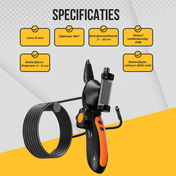 Webvision Industriële Endoscoop Camera Met Bedienbare 360° Graden Lens - 1M kabel - IP68