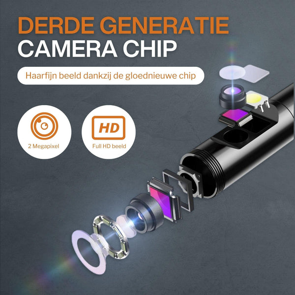 Industriële Endoscoop Dual Lens - 5M Kabel - FullHD - 3.9mm - 4.3" Scherm - IP68 - Incl. Micro SD Kaart 32GB - Endoscoopwereld.nl