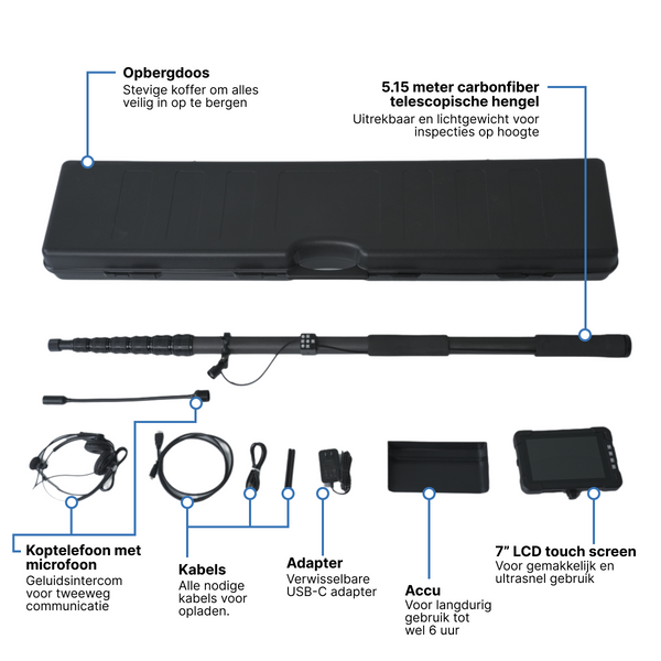 Webvision Professionele Telescopische Inspectiecamera met 360° PT - 4K Monitor