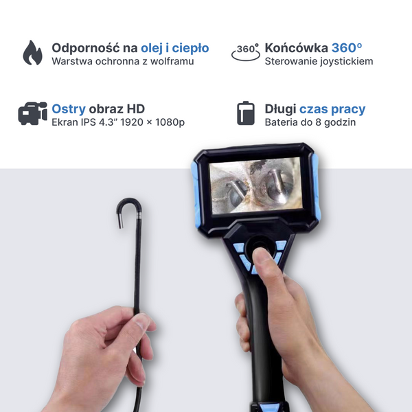 Webvision WVS40 Przemysłowa Kamera Endoskopowa – Obiektyw 6 mm – Głowica Obrotowa 720° – Odłączany Przewód (1–10 m) – IP68 – Odporna na Wysokie Temperatury