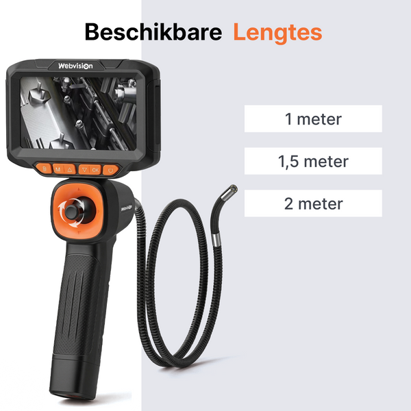 Webvision Endoscoop Inspectie Camera - 6mm Lens - 720° Beweegbare kop - 2 Meter kabel- IP68 - SD Kaart