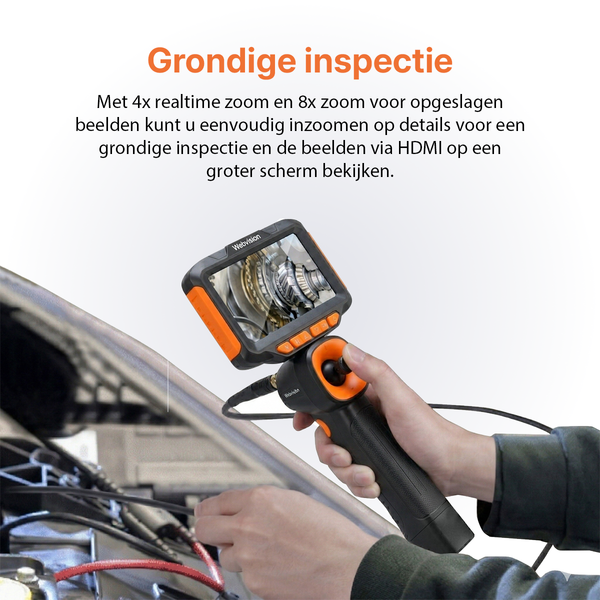 Webvision Endoscoop Inspectie Camera - 6mm Lens - 720° Beweegbare kop - 2 Meter kabel- IP68 - SD Kaart