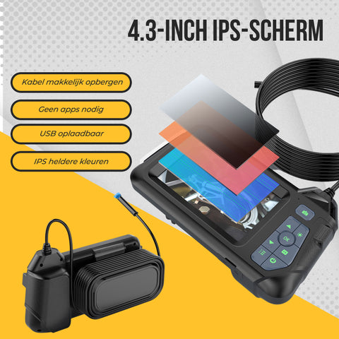 Webvision Endoscoop Camera - HD 5MP Single Lens - 4.3" inch Scherm  - Inspectiecamera - Waterdicht - IP68 