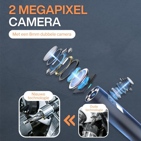 Industriële Endoscoop met Dual Lens - 5M Kabel - FullHD - 8mm - 5.0"Scherm - IP68 - Incl. Micro SD Kaart 32GB - Endoscoopwereld.nl
